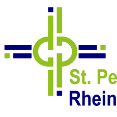Das kreuzförmige grün-blaue Logo bildet sich aus 12 Teilen für die Kirchorte wobei zwei Teile davon stilisierte Schlüssel bzw. den Buchstaben "P" für Peter & Paul darstellen.