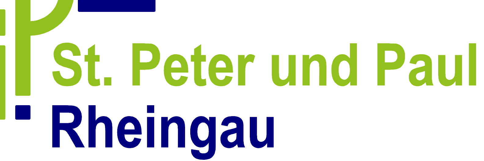 Das kreuzförmige grün-blaue Logo bildet sich aus 12 Teilen für die Kirchorte wobei zwei Teile davon stilisierte Schlüssel bzw. den Buchstaben "P" für Peter & Paul darstellen.